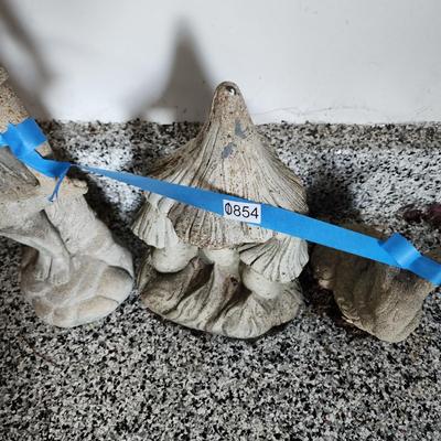 Lot of 3 Pcs Concrete Yard Art Child Mushroom Rabbir