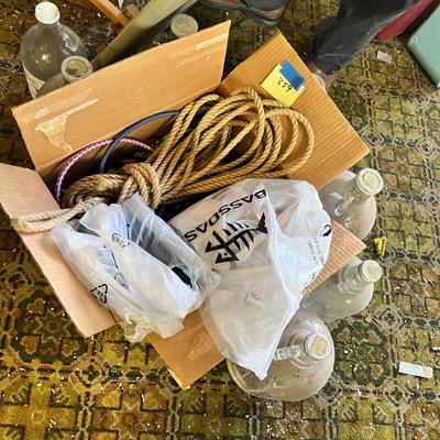 Lot 359 Box of rope & glass jars