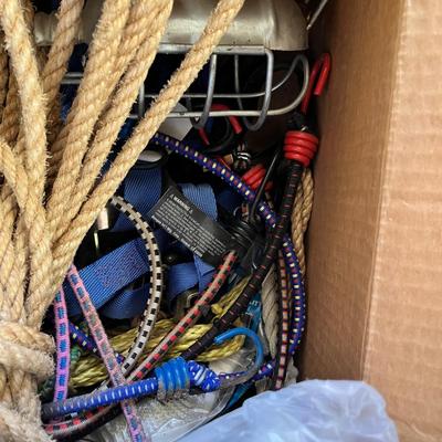 Lot 359 Box of rope & glass jars