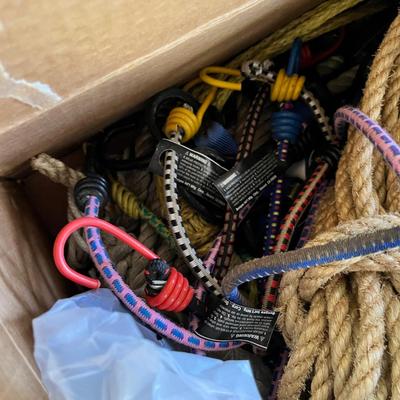 Lot 359 Box of rope & glass jars