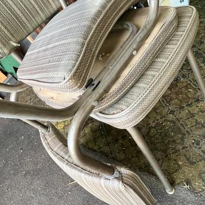 Lot 364 Wood Ironing board & kitchen chairs