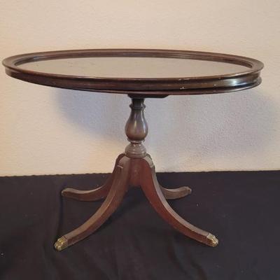 Vintage glass top (removable) wood table