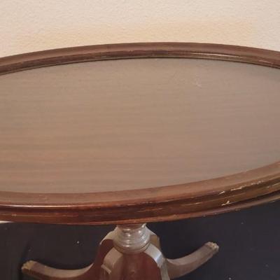 Vintage glass top (removable) wood table