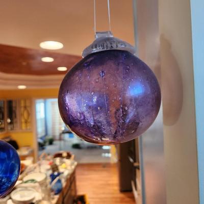 Lot of 7 Handmade Glass Decorative Balls + 2 ornaments