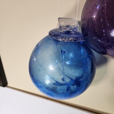 Lot of 7 Handmade Glass Decorative Balls + 2 ornaments