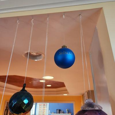 Lot of 7 Handmade Glass Decorative Balls + 2 ornaments