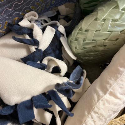 Pillows & lap blankets with basket