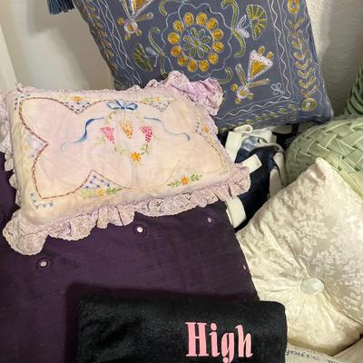 Pillows & lap blankets with basket