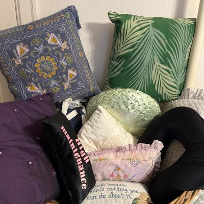 Pillows & lap blankets with basket