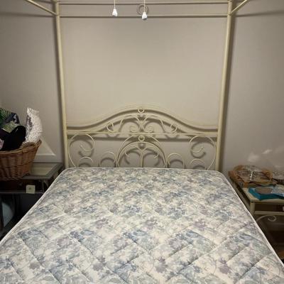 Queen Iron Canopy Bed with mattress