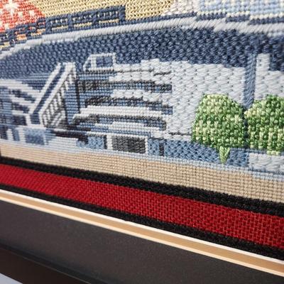 Framed Handmade Needlepoint New York Giants Stadium and Hand Stitched Crying Towel