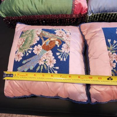 Lot of 6 Handmade Needlepoint Pillows