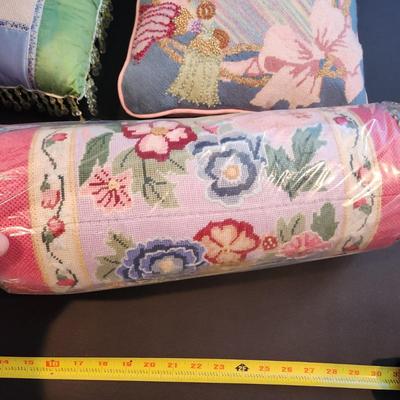Lot of 6 Handmade Needlepoint Pillows