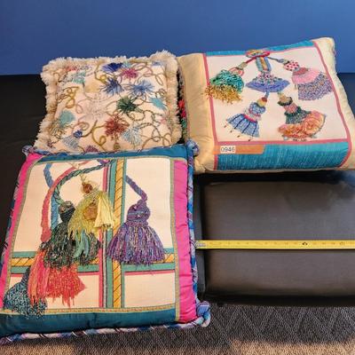 Lot of 3 Handmade Needlepoint Pillow