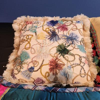 Lot of 3 Handmade Needlepoint Pillow