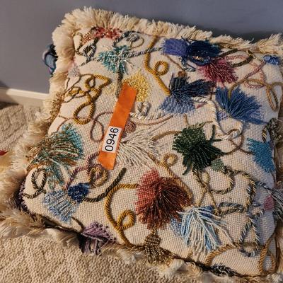 Lot of 3 Handmade Needlepoint Pillow