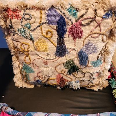 Lot of 3 Handmade Needlepoint Pillow