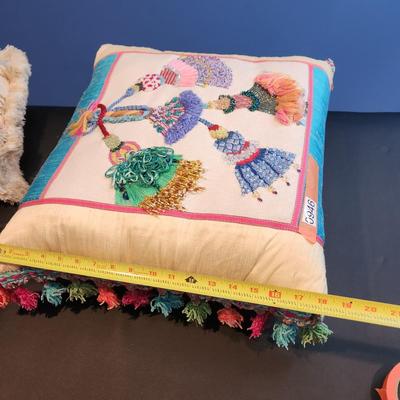 Lot of 3 Handmade Needlepoint Pillow