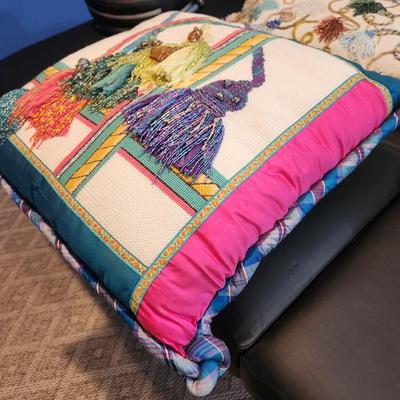 Lot of 3 Handmade Needlepoint Pillow
