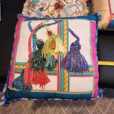 Lot of 3 Handmade Needlepoint Pillow