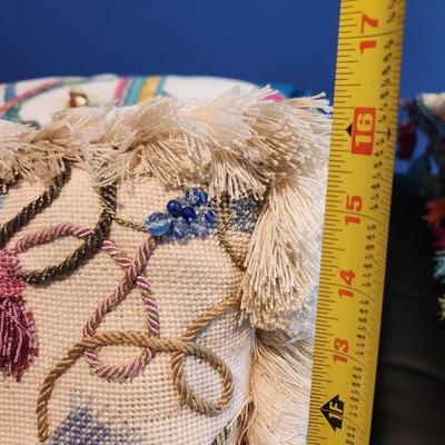 Lot of 3 Handmade Needlepoint Pillow