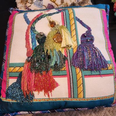 Lot of 3 Handmade Needlepoint Pillow