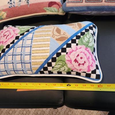 lot of 3 Handmade Needlepoint Pillows