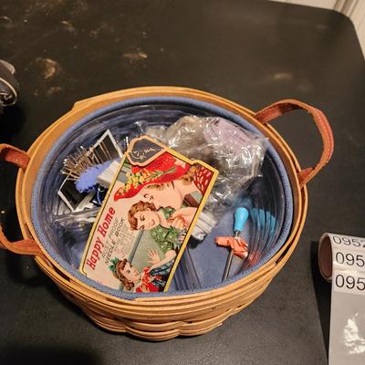 Collection of Needlepoint Books & Supplies include Longaberger Basket