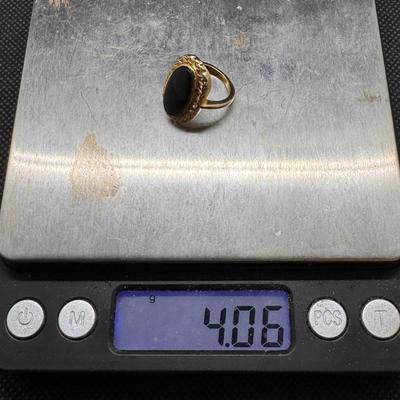 14kt and Onyx Victorian Style Oval Ring