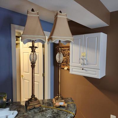 Pair Tall Table Lamps Pineapple 40"