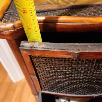 3 Drawer Cabinet side table bamboo w Palms top details 18x14x24