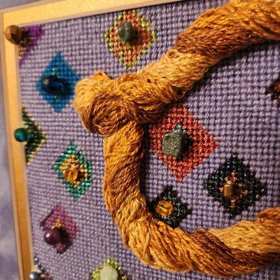 Lot of 3 Framed Needlepoint Art