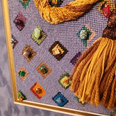 Lot of 3 Framed Needlepoint Art