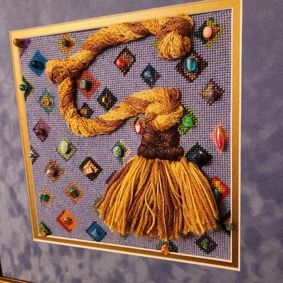 Lot of 3 Framed Needlepoint Art