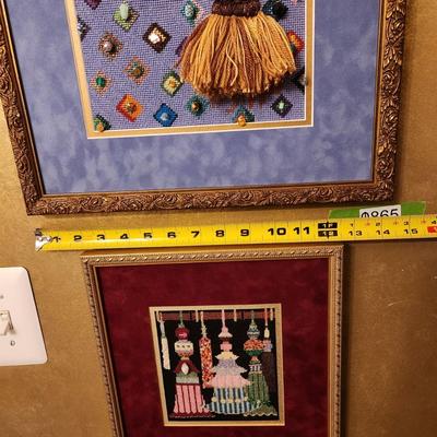 Lot of 3 Framed Needlepoint Art
