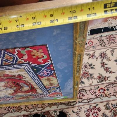 Framed Handmade Red Dragon Needlepoint 23x24