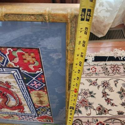 Framed Handmade Red Dragon Needlepoint 23x24