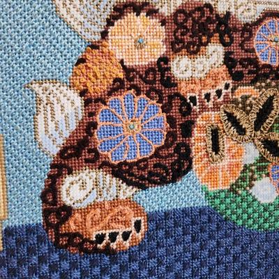 Pair Handmade Needlepoint Foo Dog 22x25