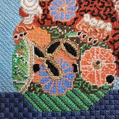 Pair Handmade Needlepoint Foo Dog 22x25