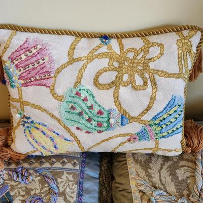 Lot of 4 Handmade Needlepoint Pillows