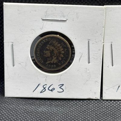 1863 Indian Penny / Army - Navy Token Lot