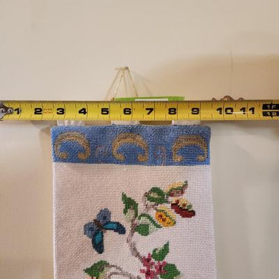 Handmade Needlepoint Flowers Birds Wall Hanging