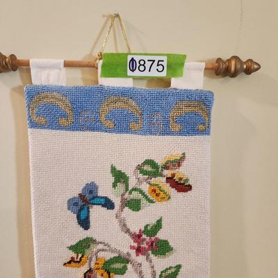 Handmade Needlepoint Flowers Birds Wall Hanging