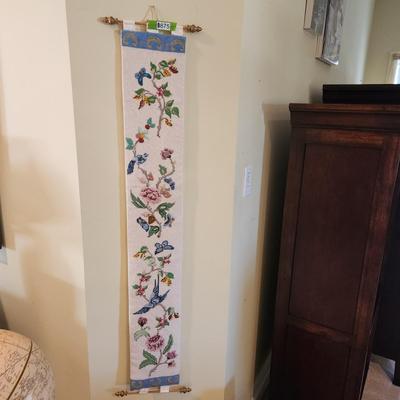 Handmade Needlepoint Flowers Birds Wall Hanging