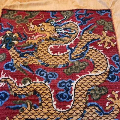 Handmade Needlepoint Dragon 21.5x22.5