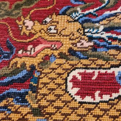 Handmade Needlepoint Dragon 21.5x22.5