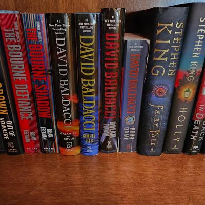 Shelf Lot of Books Harlan Coben ,John Grisham, Stephen King, David Baldacci,