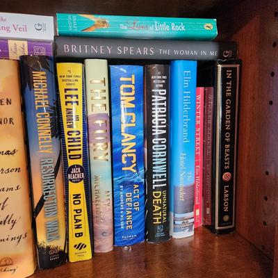 Shelf Lot of Books Gray's Anatomy Tom Clancy, Britney Spears Lusitania