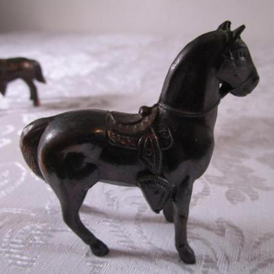 3 bronze horse figurines