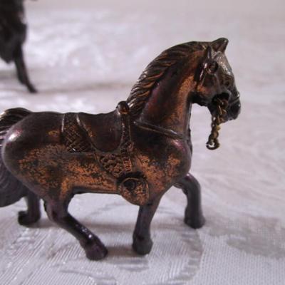 3 bronze horse figurines